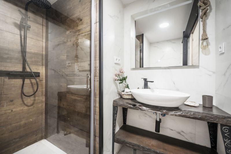 Shower featuring Black Metal Accents